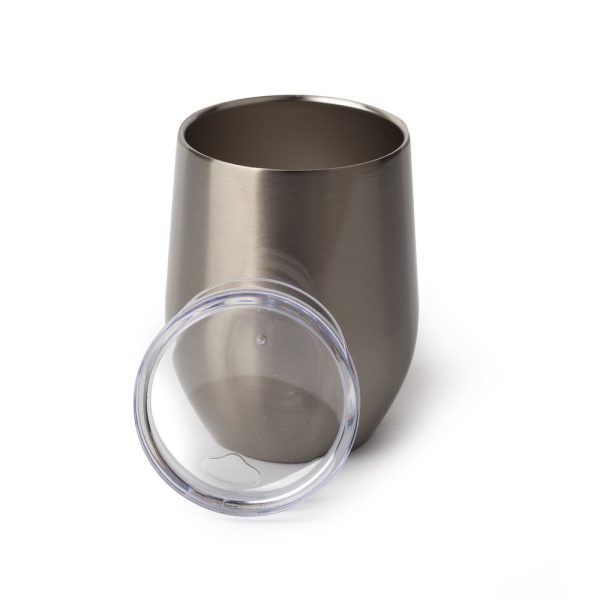 SILVER STAINLESS WINE CUP 12OZ STEMLESS